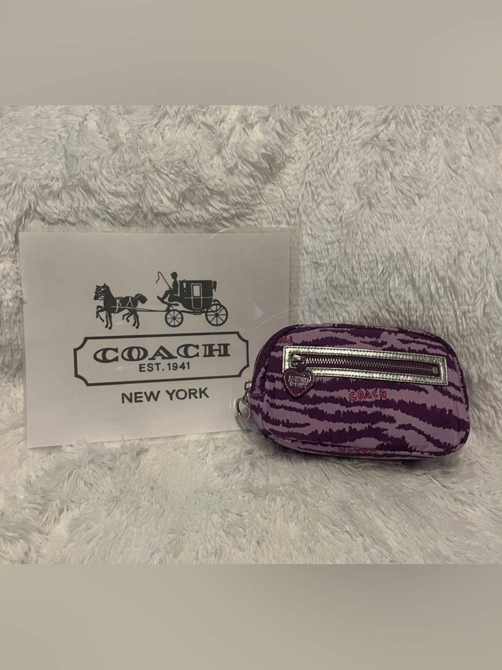 COACH 🦓🦄 NWOT Poppy Cosmetic Case in Purple Zebra Y2K HTF and Collectible